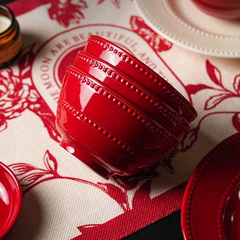 Leichter Luxus Hochzeit Keramikteller Hochwertige Vollfarbige Relief Speiseteller Haushalt Täglich Party Kuchen Dessert und Snackteller