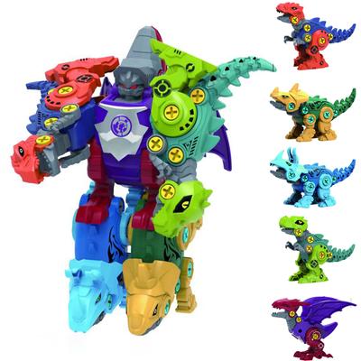 Dětská sestava 5v1 Transformace dinosaura Dino Robot Konstruktor Šroub Sada pro kutily Bloky Demontáž Šroubovák Modely