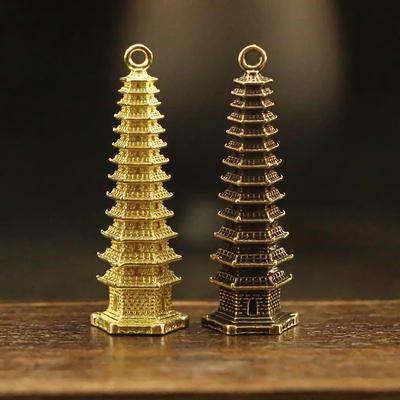Messing Wenchang Pagode Schlüsselanhänger: Solides dreizehnstöckiges Design für Geschenke zur mittleren Reife und zum Hochschulzugang, Anhänger im antiken Stil für Schüler.