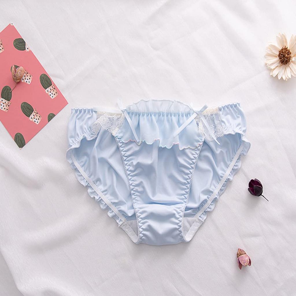 LIUXU Satin Underwear Rayon Student Plus Regular Size and Set, 3-Piece Set, Fabric, Women's Panties, Panties, White, Sizes, Cute, Breathable, (XL,