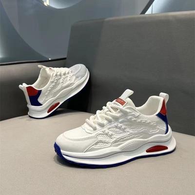 Men's Summer Breathable Mesh Running Shoes - Thick-Soled, All-Match Casual Sneakers In National Trend White