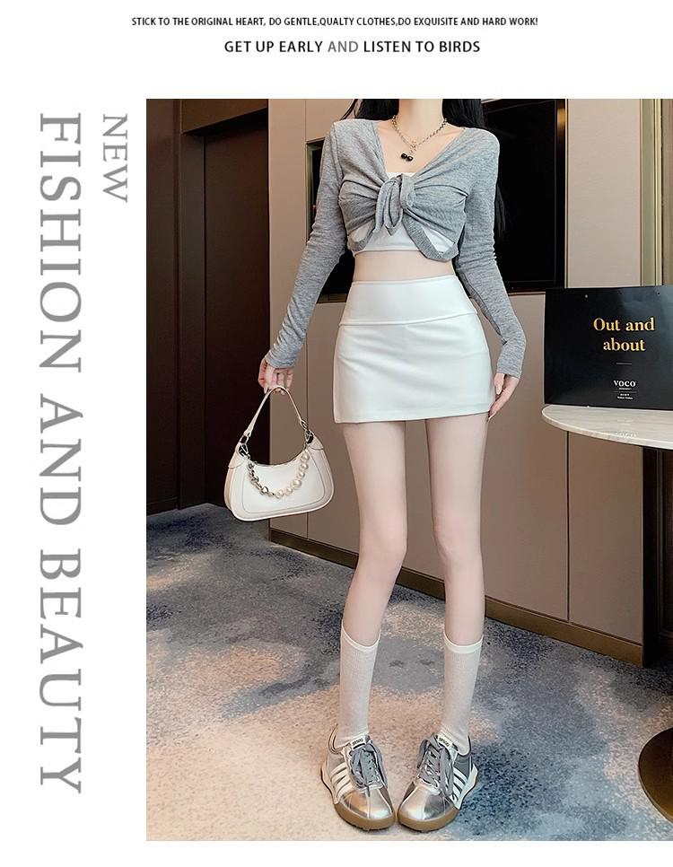 High-Waisted A-Line Short Skirt - Women's Spring Fashion with Anti-Exposure Style and Patchwork Design