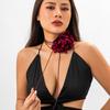 Ingemark Exaggerated Big Rose Flower Choker Necklace for Women Wed Bridal Goth Kpop Adjustable Bowknot Chain Y2K Accessories New