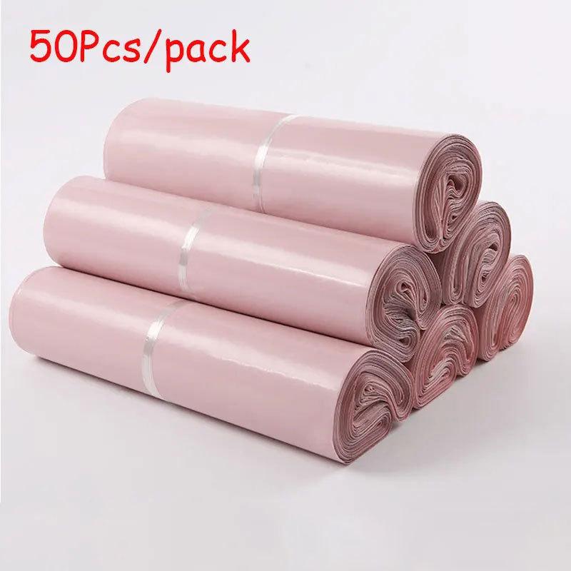 New Light Pink PE Plastic Self-seal Mailbag Poly Envelope Waterproof Postal Courier Bag Waterproof Packaging Postal Bags