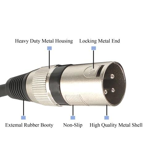 Voluty Tek 1/4-inch To XLR Cable, Oxygen-Free Copper Conductor, 6.35mm TRS Male To XLR Male Cable, 3.3ft, for Studio Recording and Live Sound