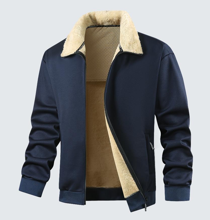 Men's Casual Cargo Long Sleeve Sherpa Lined Jackets With Pockets Outdoor Warm Fall Winter Outwear Jacket Zipper Up Fleece Coats for Men