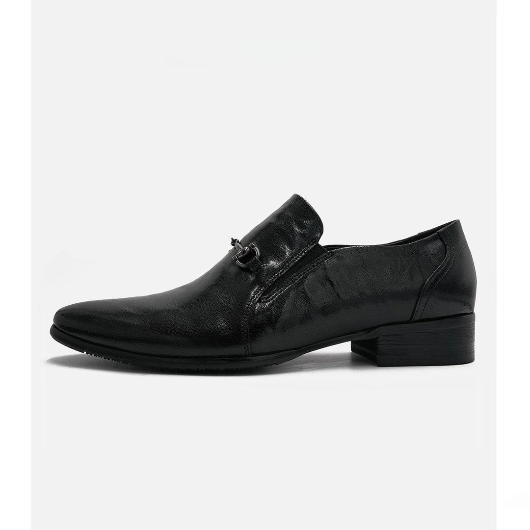 

New men s shoes leather pointed casual leather shoes 44 чёрный