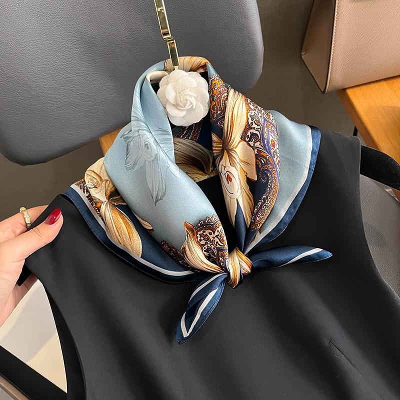 100% Natural Real Silk Scarf Women Neck Female Poncho Headband New Bandana Square Scarves Spring Fashion Luxury Hijab Foulard