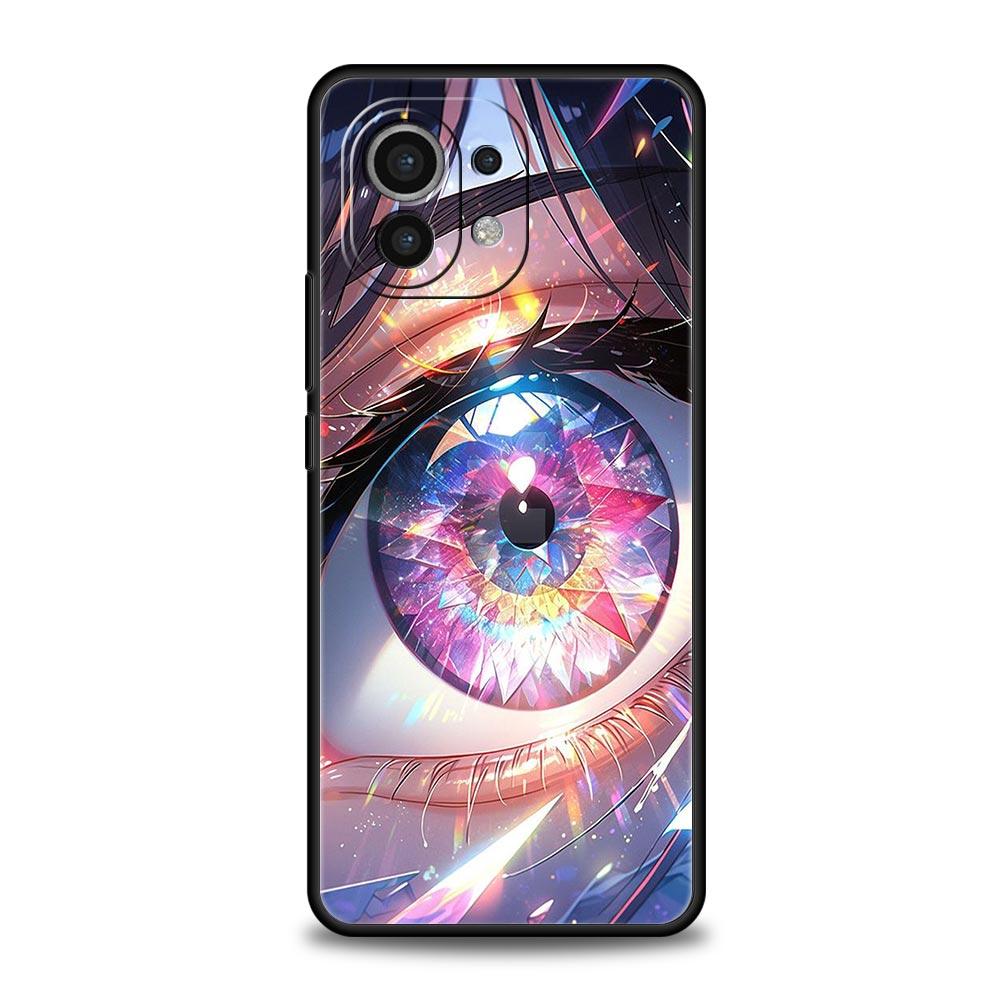 Cartoon Cute Eyes Art Phone Case For Xiaomi 14 13 12 11 Lite 13T 12T 11T Pro 9T Mi Poco X6 X5 M3 X3 Pro F5 F4 F3 5G Black Cover