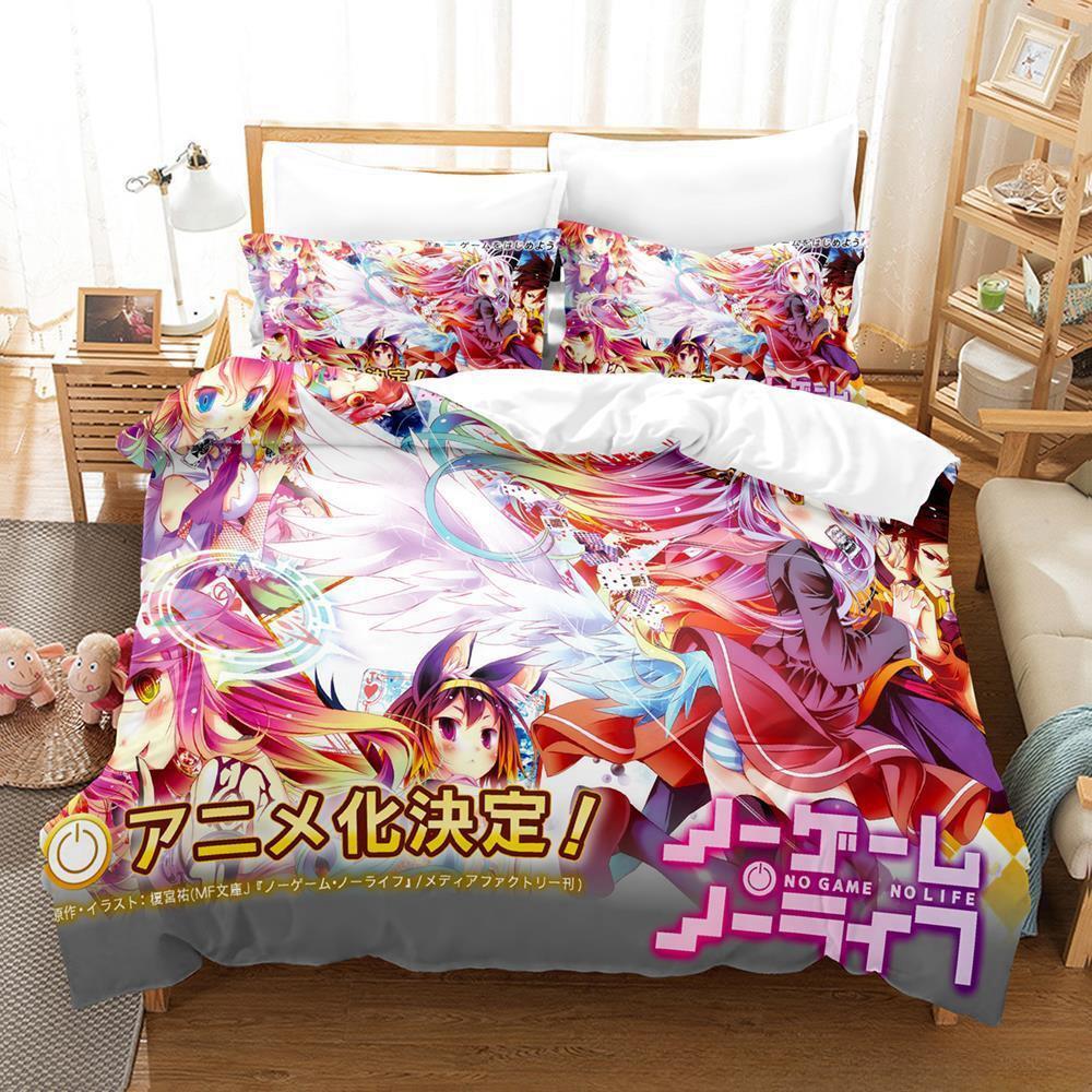 Home Textiles No Game No Life Bedding Set Cartoon Anime three-piece set Adult Kid Bedroom Duvet cover Sets 3D Print Kawaii Girls
