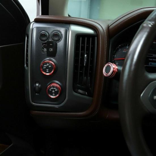 8x Center Console Switch Knob Decor Cover Bezels Trim for Chevy Silverado 14-18