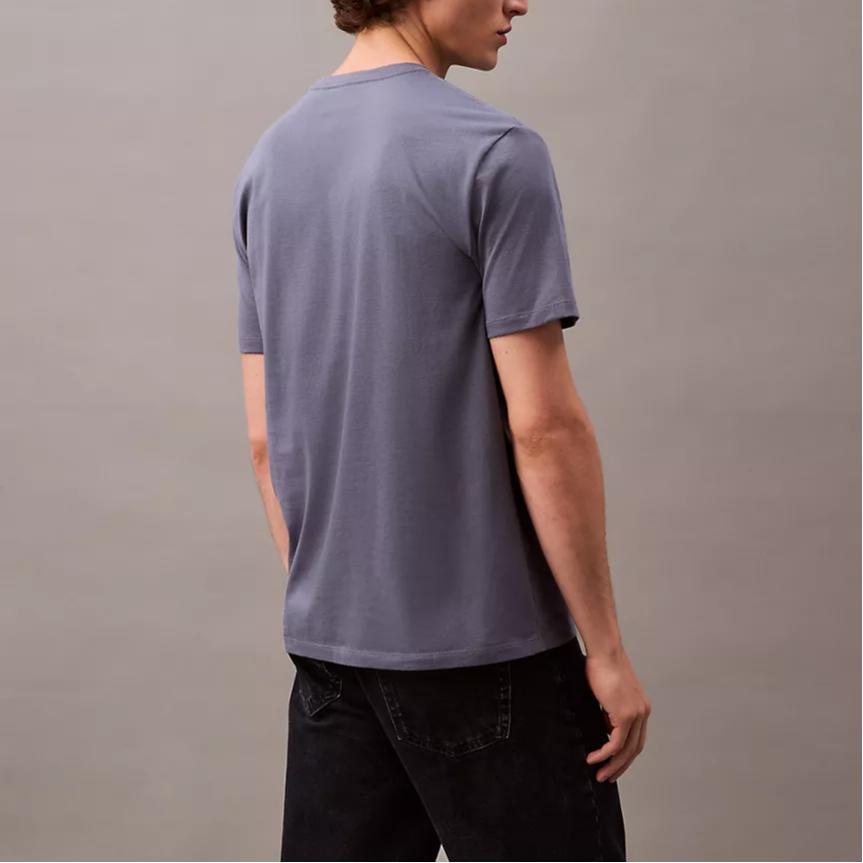 Calvin Klein Classic Short Sleeve T-Shirt With Metal Letter Logo Pattern Men tops Gray 40EM844-420