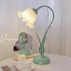 French Lily of the Valley Table Lamp, Vintage Floral Ambient Night Light, Decorative Flower Desk Lamp for Bedroom Bedside