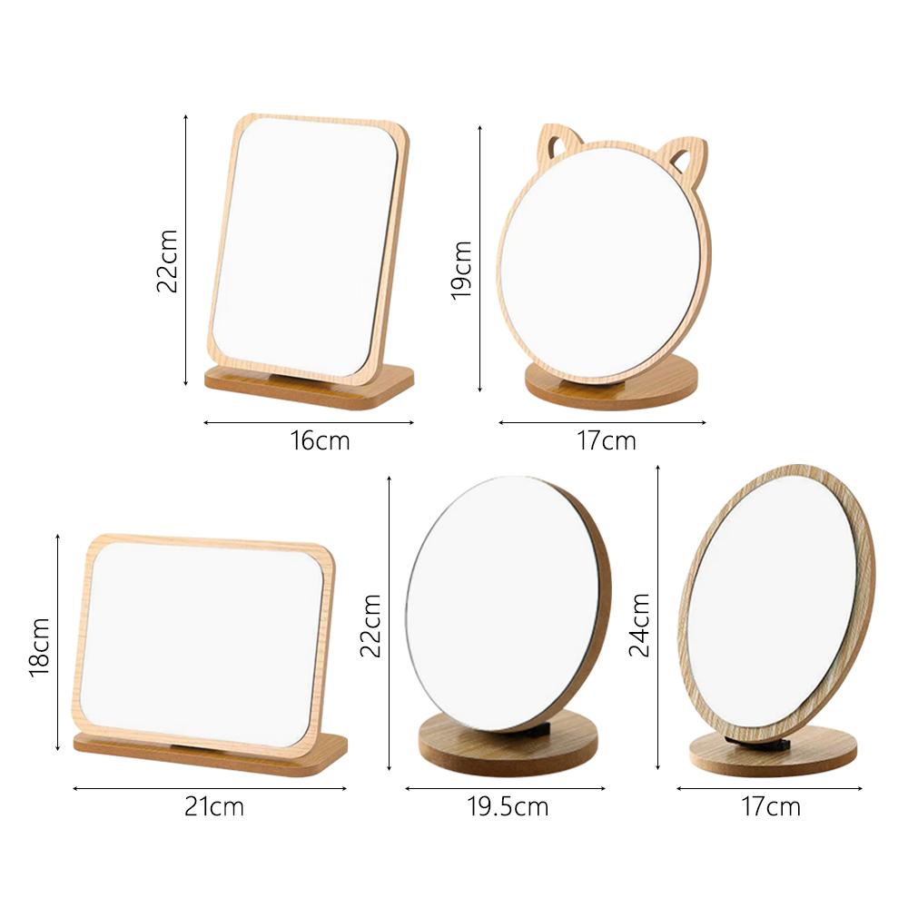 Simple Wooden Vanity Mirror Single Sided Folding Design Makeup Mirror Rotating HD Desktop Mirror Design Perfect for Home
