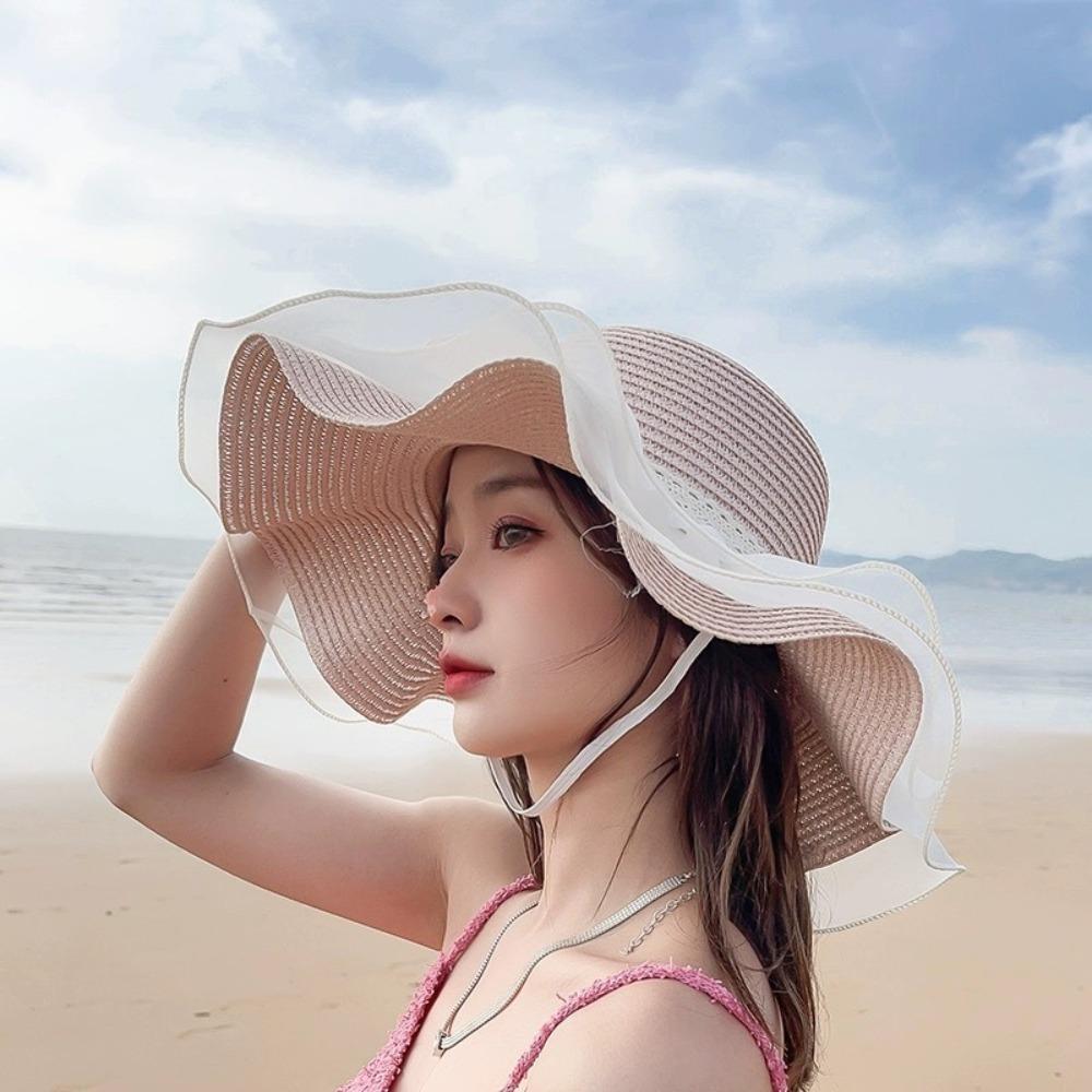 Straw Beach Hat Bow Ribbons Straw Cap New Sun Hat for Women