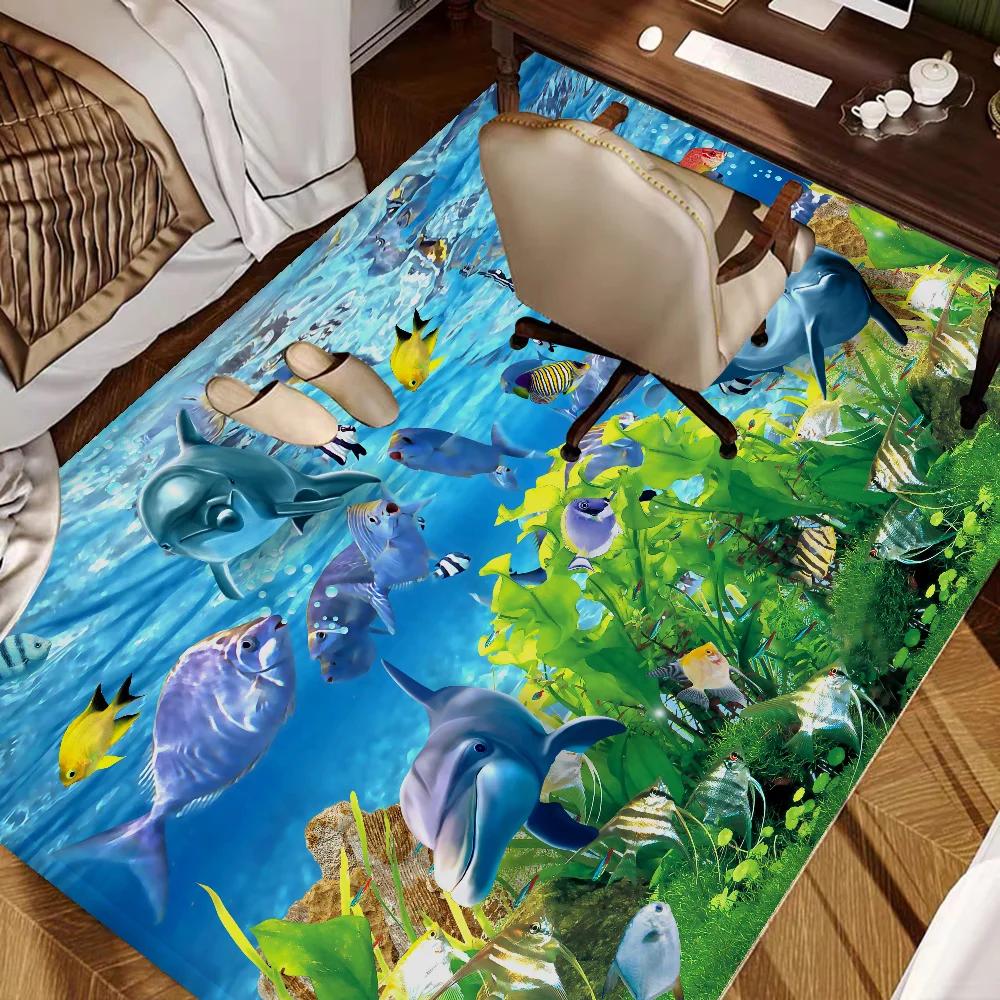 Ozean Delfin Muster Küchenmatte Waschbar Rutschfest Wohnzimmer Sofas Stühle Bereichsmatte Küche Moderne Heimdekoration