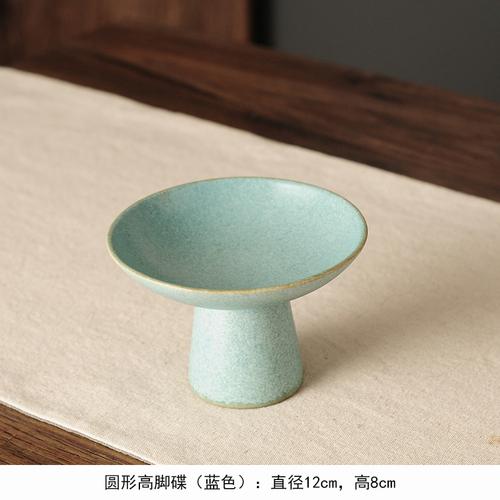 Hochfüßiges Erfrischungstablett Runde Keramikplatte Snackschale Obstschale Salatschüssel Dessertschale Trockenobstteller Schale Kuchenform