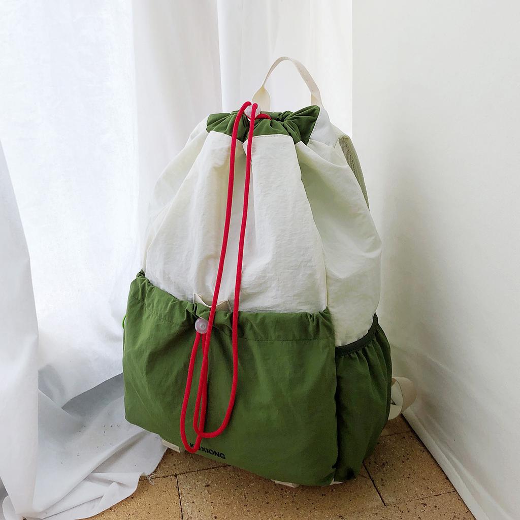 Schoolbag Outdoor Sports Mountaineering Bag Male and Female College Students Commuter School Bag Art Mouth Drawstring Travel Backpack Large Capacity