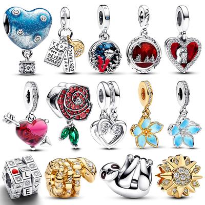 Charms Originale Sakura Flowers Pendant Beads Fits Bracelet Necklace For Women Charm Copper Luxury Diy Jewelry Fine Gift