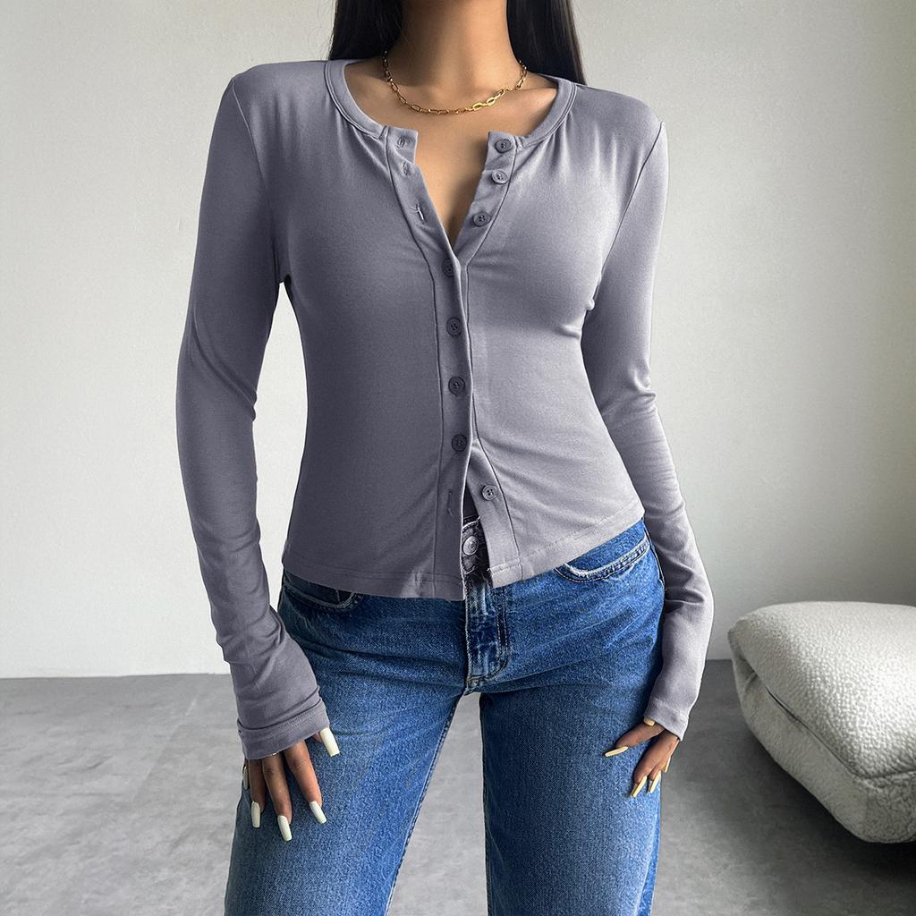 New Daily Fitness Commuting Sexy Slim Fit Y2k Base Shirt Women'S Casual Loose Long Sleeved T-Shirt Top