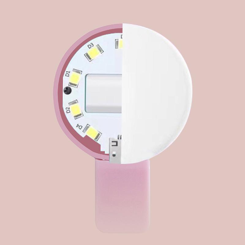 Luz de Anillo Lámpara Flash de Relleno para Teléfono Móvil Clip Portátil Atenuación de Tres Niveles Mini Duradera Práctica 10 LED Anillo para Selfies Belleza