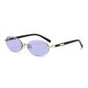 New European American Frameless Cut Edge Oval Sunglasses Hip Hop Fashion Eyewear