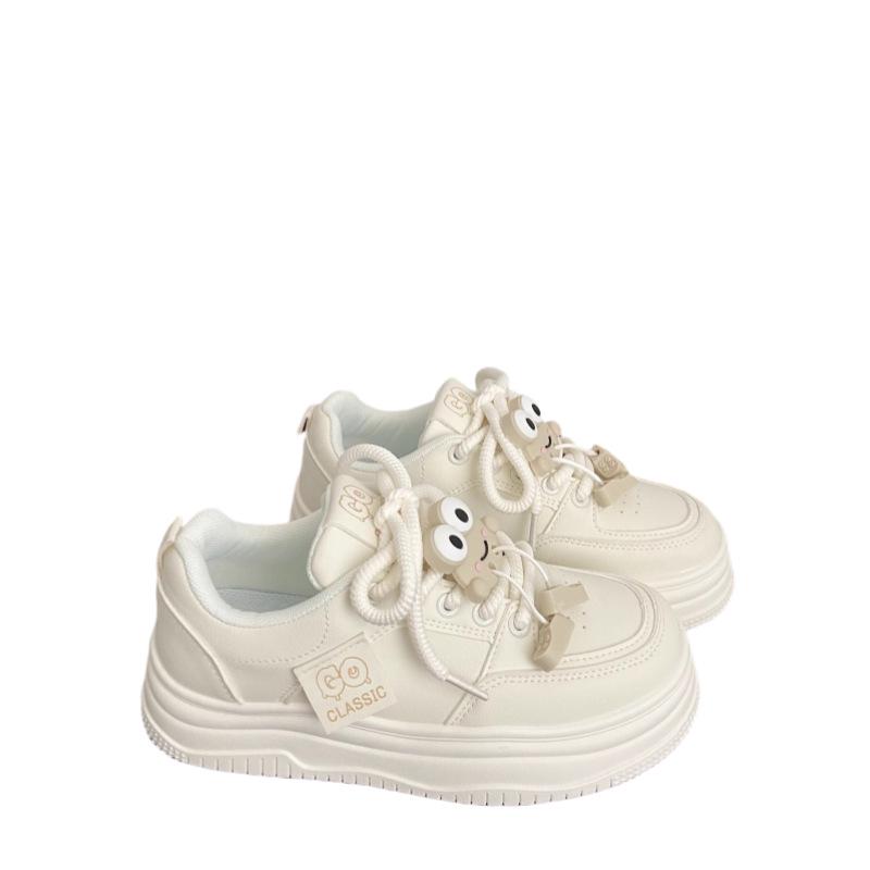 Milky White Women's Thick-Soled Korean Style Board Shoes - Autumn Ugly-Cute Chic Sneakers