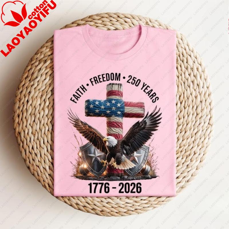 Independence Day Faith Freedom Anniversary Shirt America Christian Tshirt Patriotic Eagle Tee Graphic T Shirts Women Clothes Top S