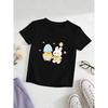 European sizes Girls' Short Sleeve Easter Print T-Shirt, Summer Kids' Round Neck Top, Sweet and Cute Fashionable Trendy Patterns for Girls