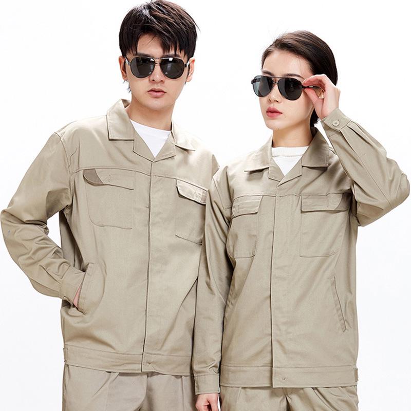 Men's Pure Cotton Embroidered Workwear Set - Long Sleeve, Wear-Resistant, Ideal for Welding & Auto Repair.