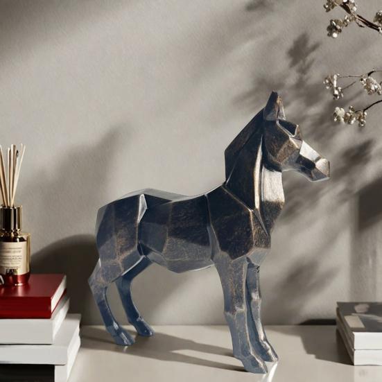 Abstrakte Schnitzerei Pferdefigur Moderne Künstlerische Pferd Harzstatue Tierskulptur Heim Büro Schreibtisch Dekoration Ornament