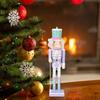 Candy Color Nutcracker Soldier Doll Wooden Festive Ornament Hand Painted Sweet Soldier Doll Christmas Figures for Gifts