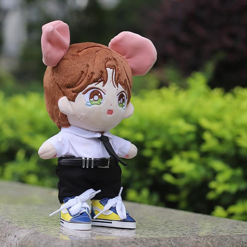 niannyyhouse 20cm Doll Clothes Plush Suit Leather Jacket White Shirt Tie Pants Cotton Outfit Red