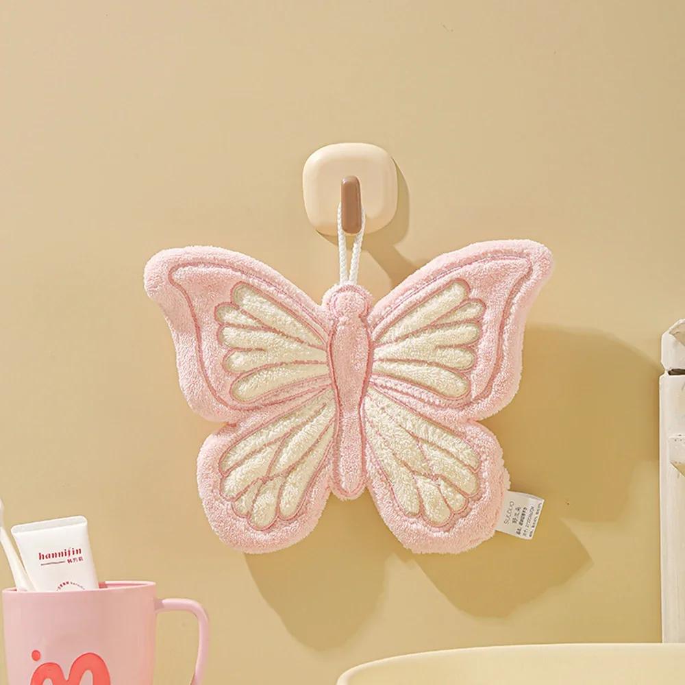 Thickened Water-Absorbent Butterfly Handkerchief, Coral Fleece Material, Kids & Household Use, Kitchen & Bathroom Decoration