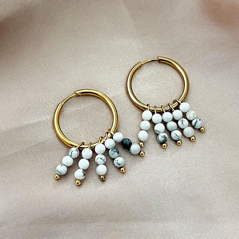 Natural stone earrings Circle Hoop Earrings For Women Exaggerate Circle Earrings Drop Earrings Gold plated hoop earring Retro
