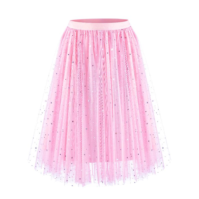 Spring Summer Single-layer Skirts Tutu Skirts Puff Skirts Star and Moon Sequin Multi-panel Tulle  Fluffy Layered Tulle Tutu Skirt