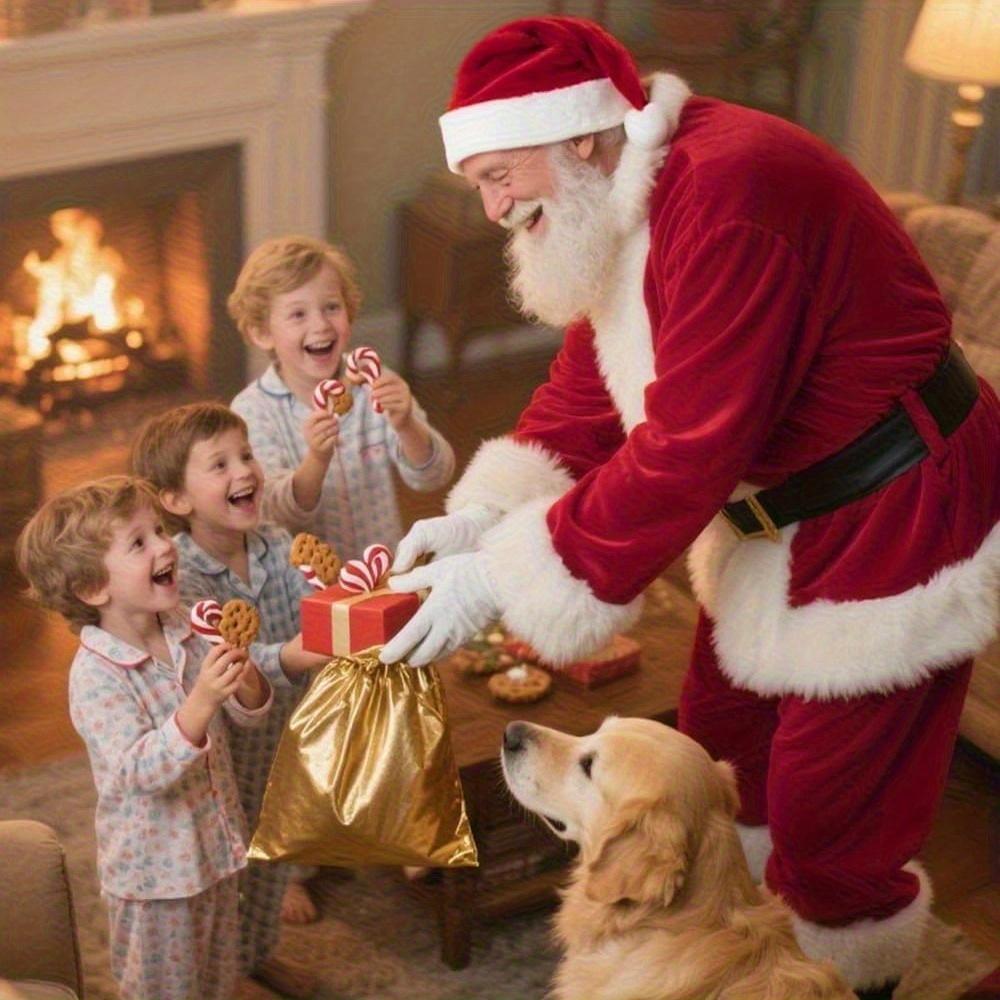 high quality6pcs Santa Claus Costume Set for Men | Adult Professional Deluxe Santa Suit for Christmas Party - Care Instructions: Do not wash.