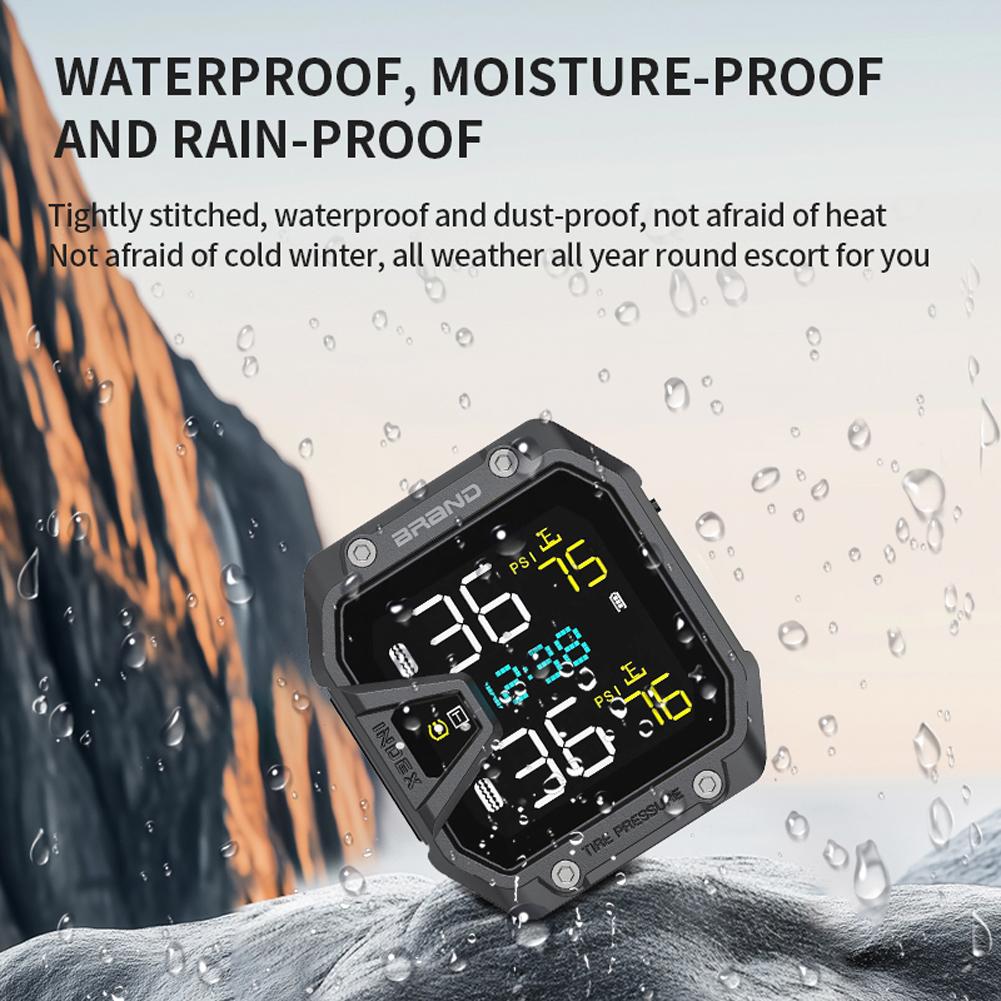 Motorcycle TPMS USB Port Solar Power Tire Pressure Monitor IP67 Waterproof Wireless Tire Pressure Detector for Emergencies Tool