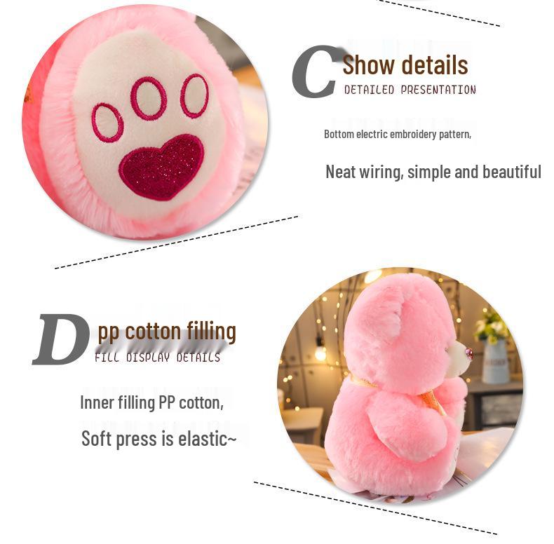 Pink Girly Heart Bear Plush Toy - Soft, Cute Teddy Bear Rag Doll Gift for Girls' Birthdays
