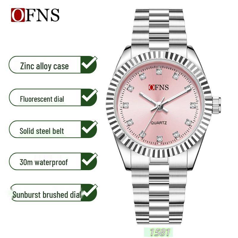 Oufanni Unisex Casual Business Watch: Fashionable Waterproof Alloy Quartz with Luminous Sun Pattern and Stripe Design.