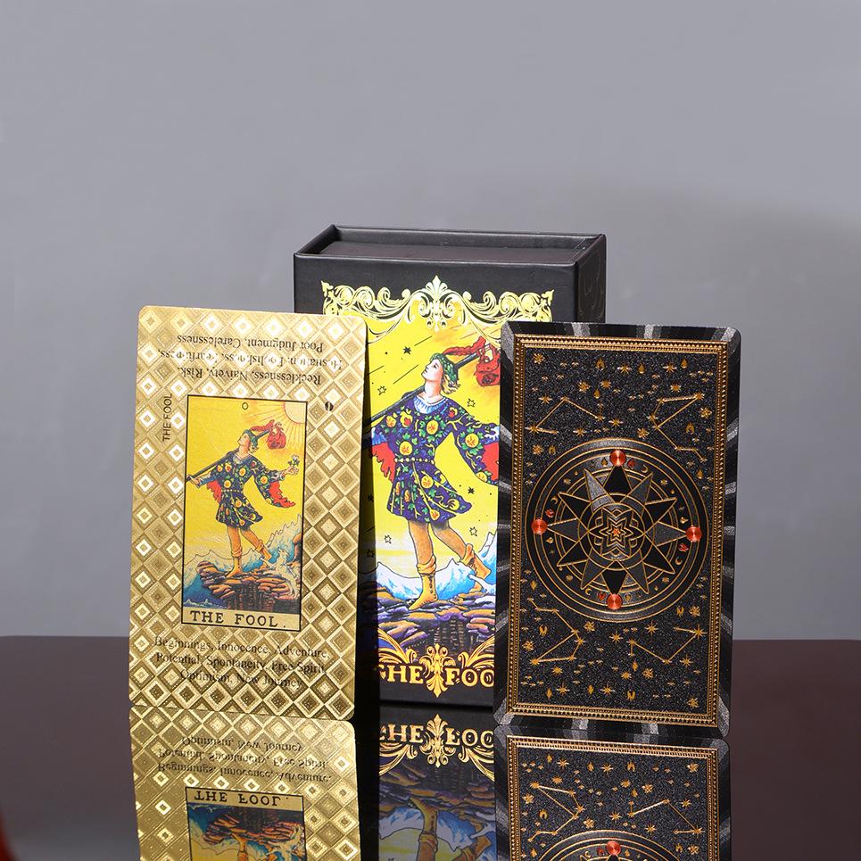 Genuine Weite Gold Foil PET Tarot Deck - Full Set Printed Tarot Board Game Cards