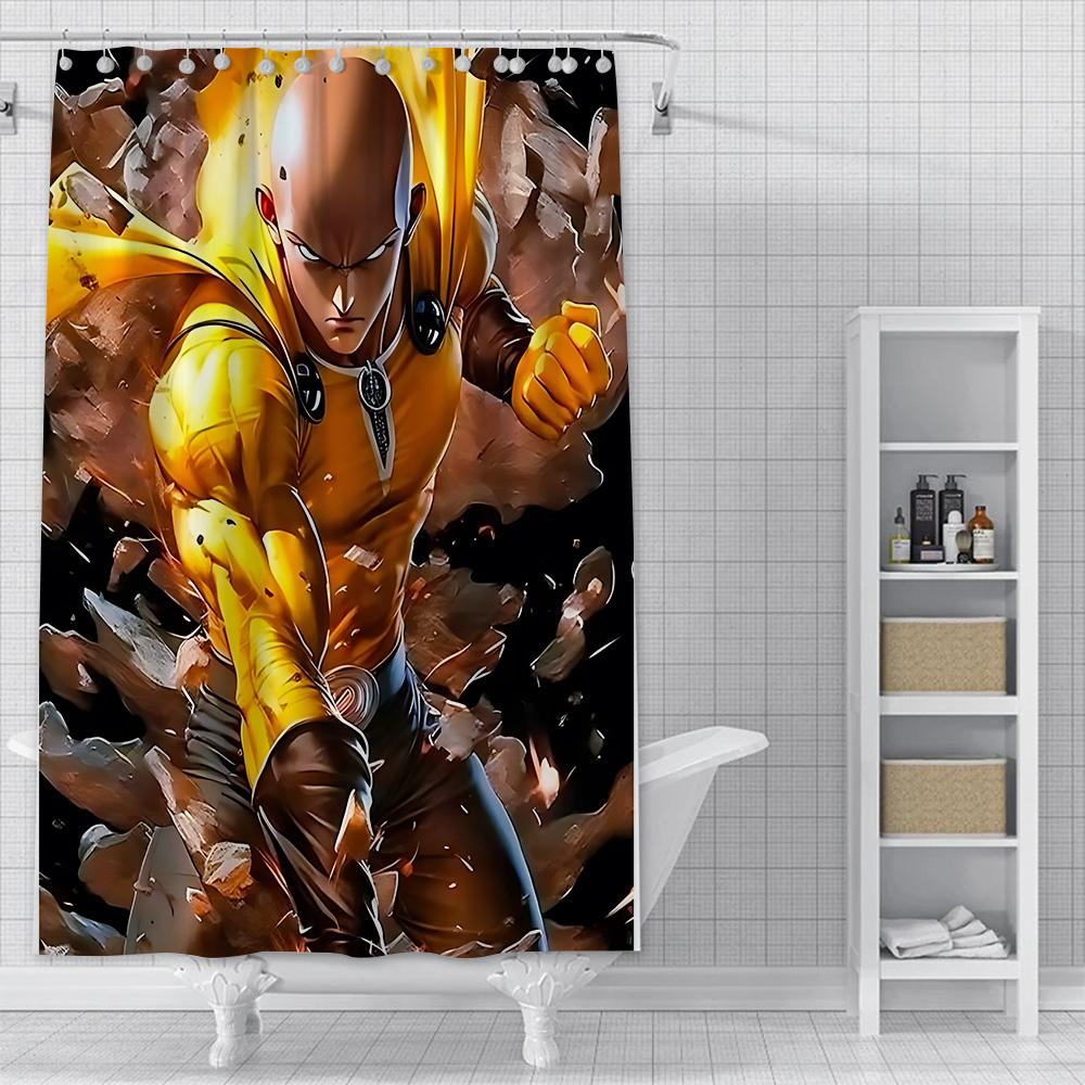 One Punch Man Shower Curtain Waterproof Polyester Fabric Paint Colorful Bath Curtains Home Bathroom Decor Curtain With Hook