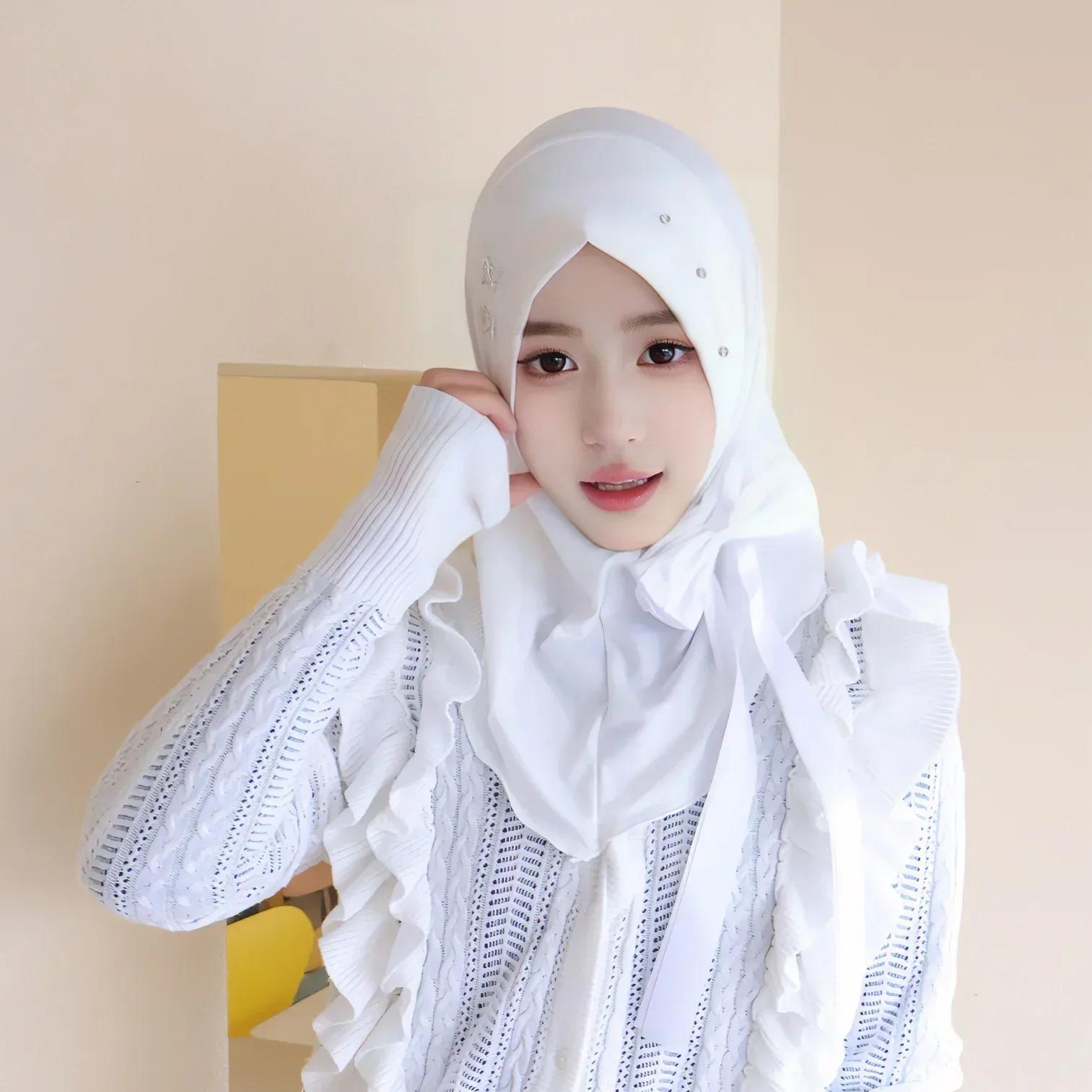 

Рамадан мгновенный хиджаб женский мусульманский шарф цепочка платок обертывания эластичный головной убор шея шали Амира исламская молитва хиджабы тюрбан