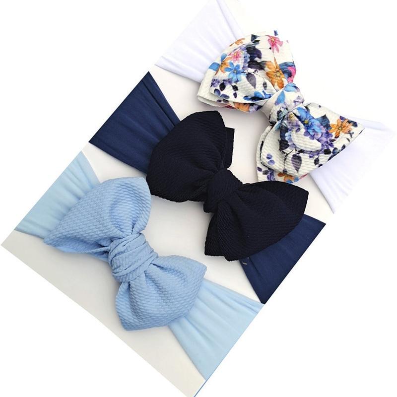 3 Pcs/Set Baby Girl Headband Soft Nylon Bows Elastic Headbands Hair Bands For Kids Newborn Turban Infant Baby Hair Accessories