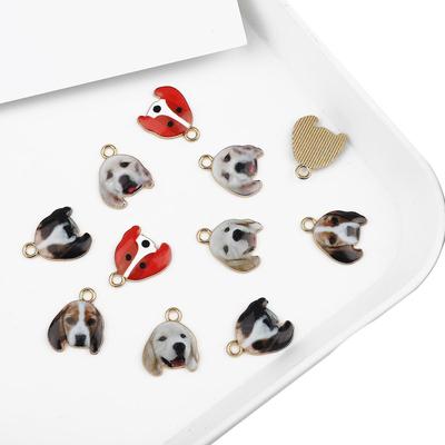 4Pcs Metal Enamel Dog Charms Pendant For DIY Making Necklace Bracelet Jewelry Accessories
