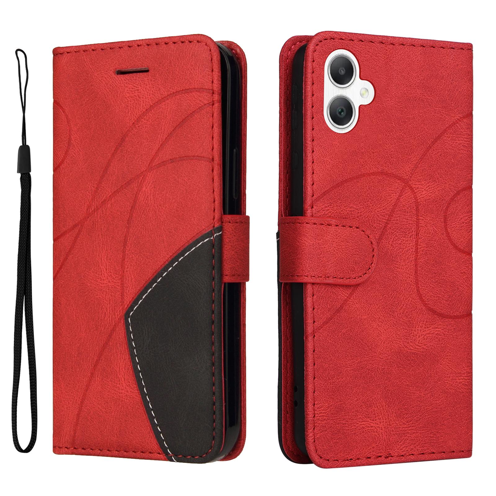 

For Samsung Galaxy A07 4G/A06 5G/A06 4G Leather Case Wallet Stand Color Splicing Phone Cover B