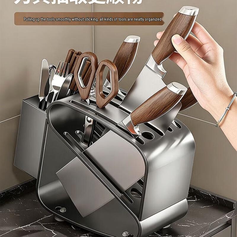 Stainless Steel Tabletop Knife Holder & Storage Rack