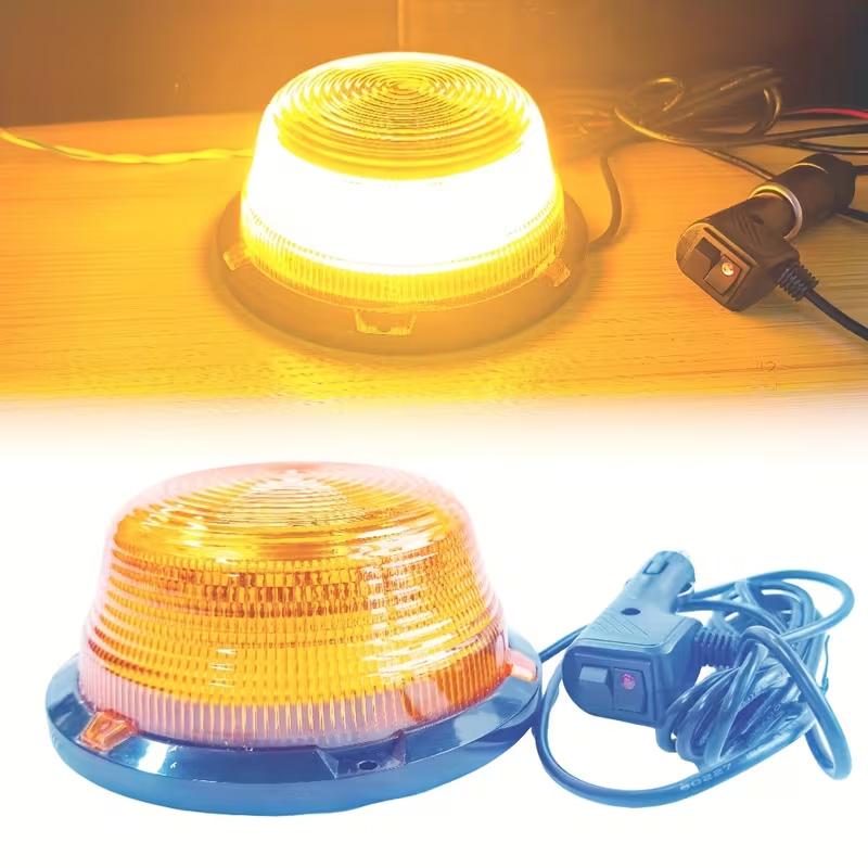 

LED Strobe Beacon Light 90LED Round Rotating Amber Flashing Warning Safety Light 12V-24V Magnetic Base for Car,Trucks, Forklifts жовтий
