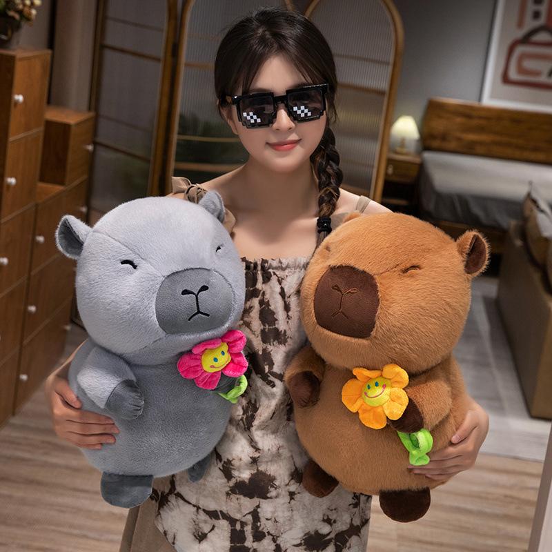 Cute Kapibala Flower Capybara Doll Plush Toy Guinea Pig Doll Doll Giving Birthday Gift To Girlfriend