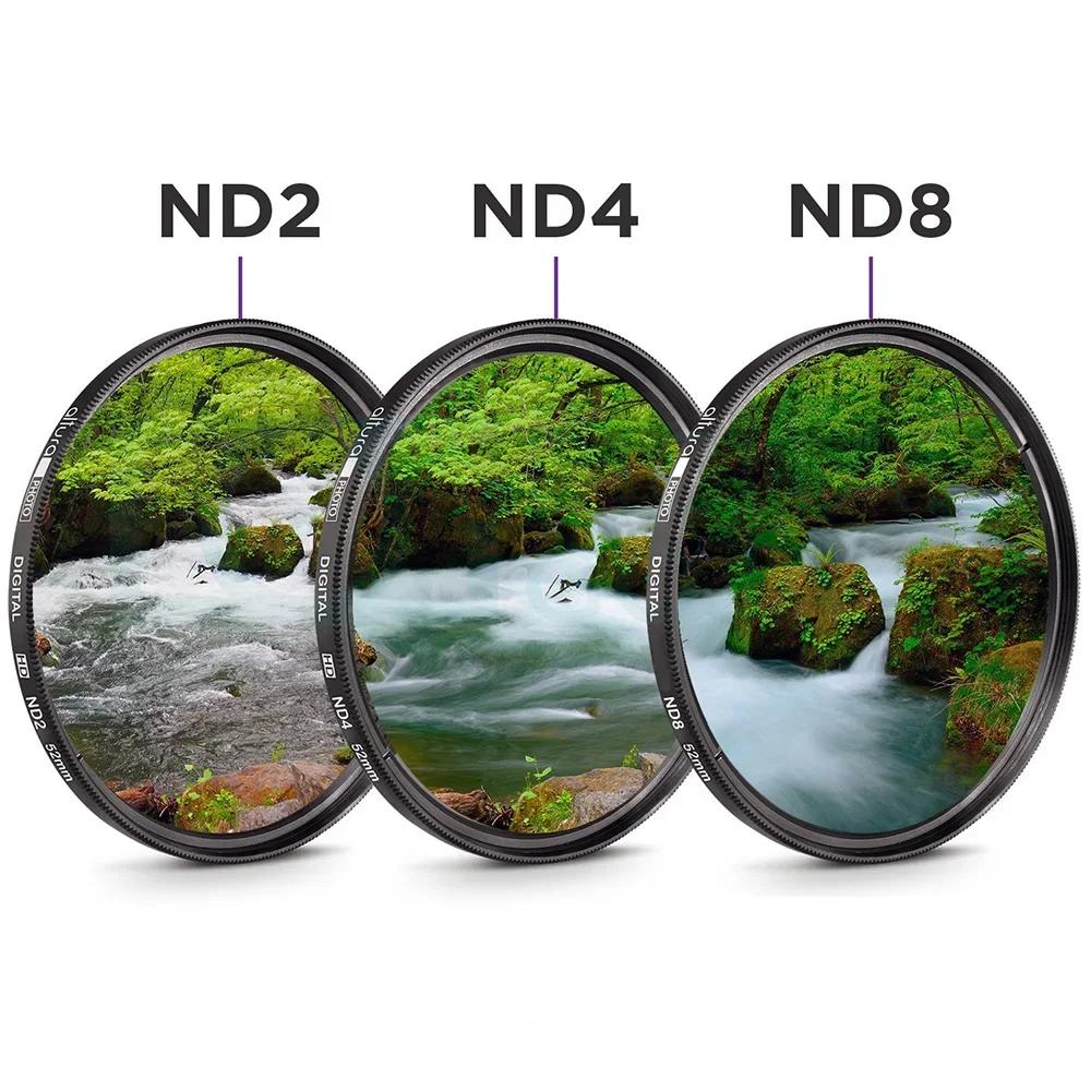 Lightdow Lens Filter ND2 ND4 ND8 3 In 1 Set Neutral Density Filter 49 52 55 58 62 67 72 77 82 for Nikon Sony Pentax Canon Camera